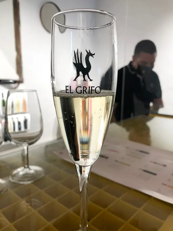 Lanzarote el grifo winery glass of cava