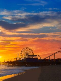 santa monica pier sunset in california