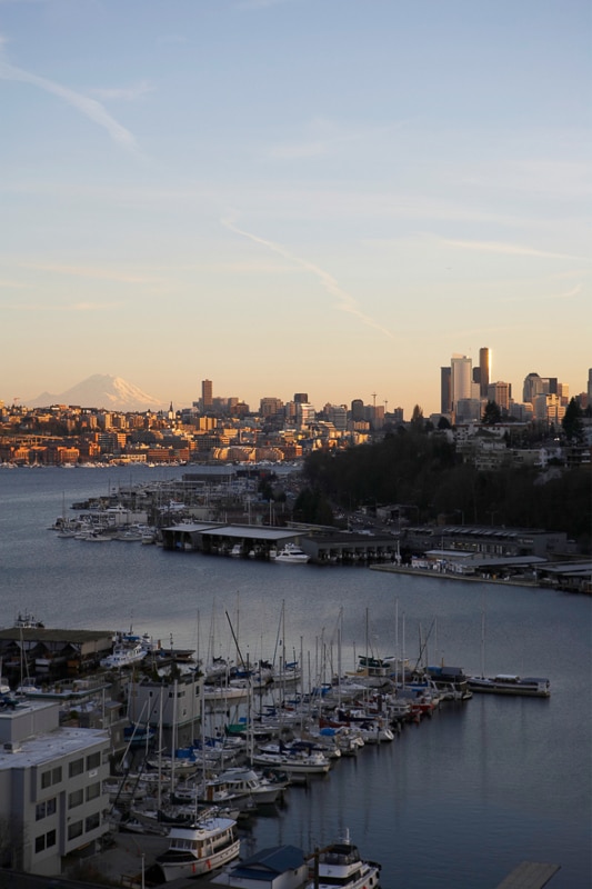 seattle sunset view with harbour