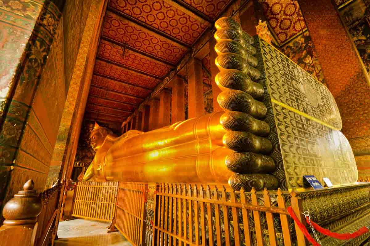 31 Stunning Asia Landmarks for your Bucket List 8 wat pho reclining buddha thailand feet view