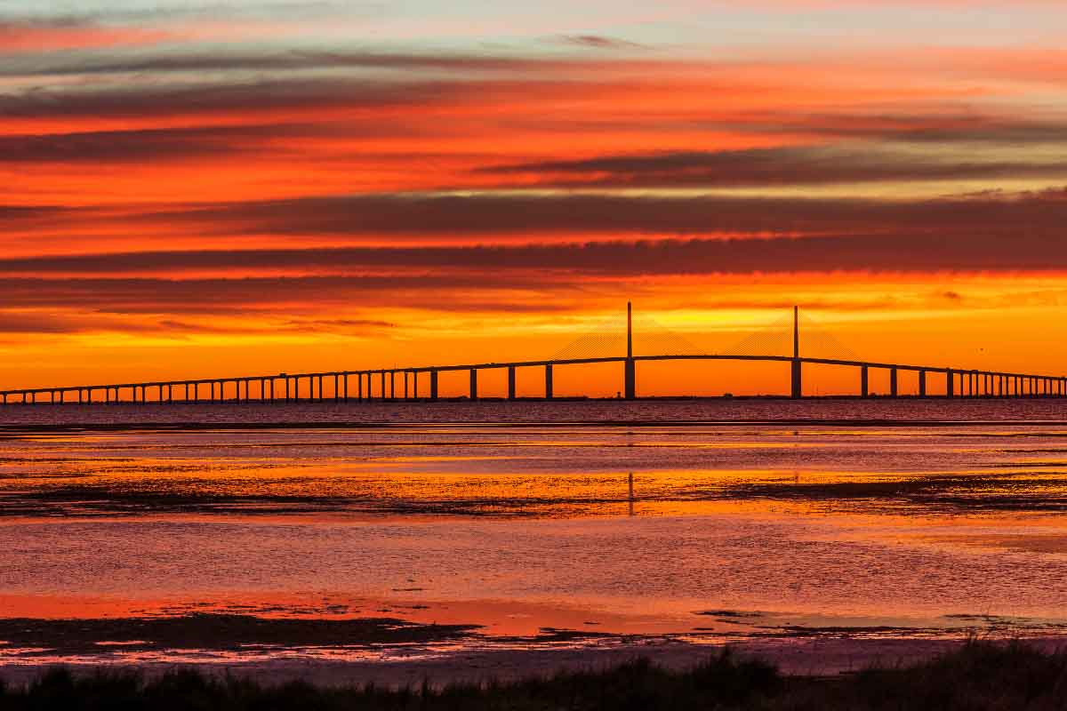 17 Best Places to see Sunsets in Florida You'll Love 22 St Petersburg suspension bridge at sunset