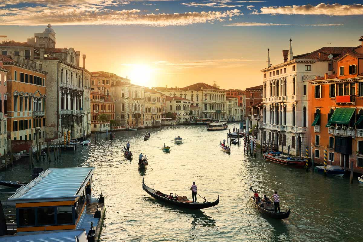 venice sunset on the grand canal