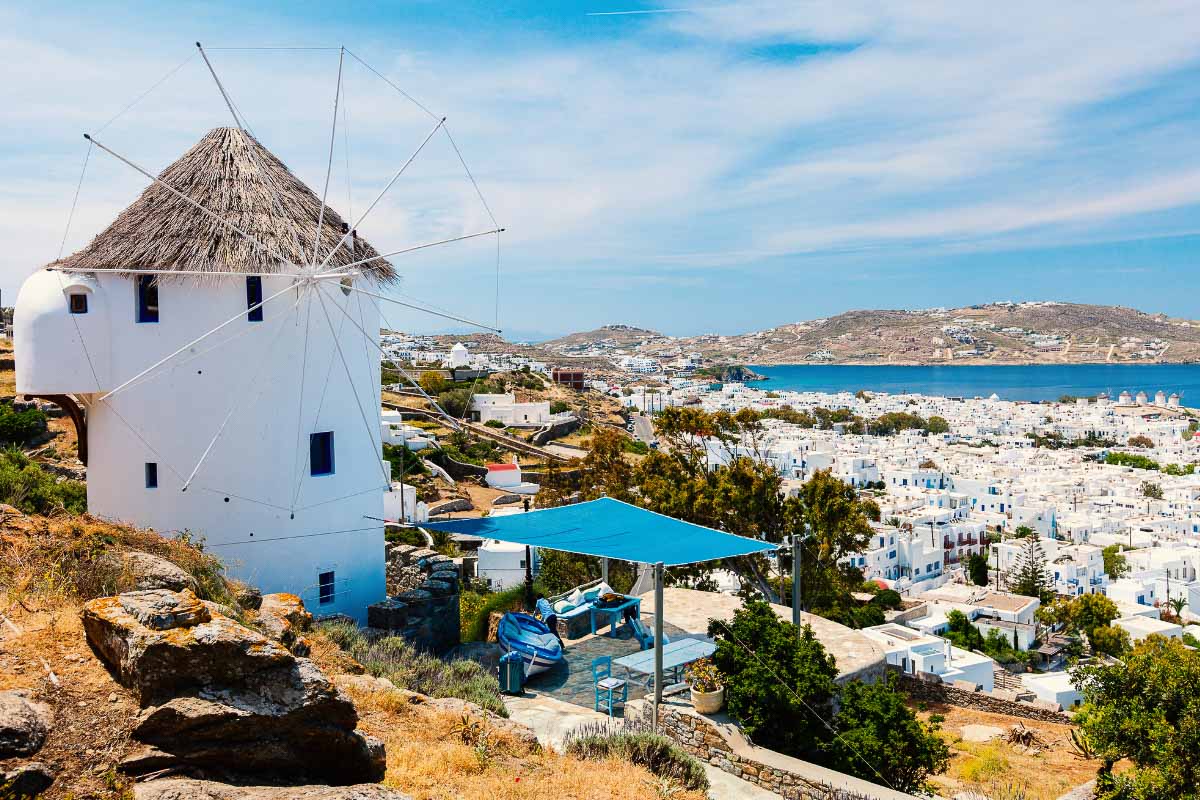 Mykonos windmill and view