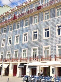 building with blue tiles in lisbon