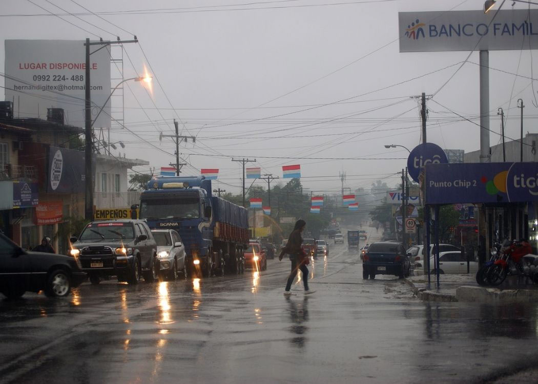 rainy city street Paraguay