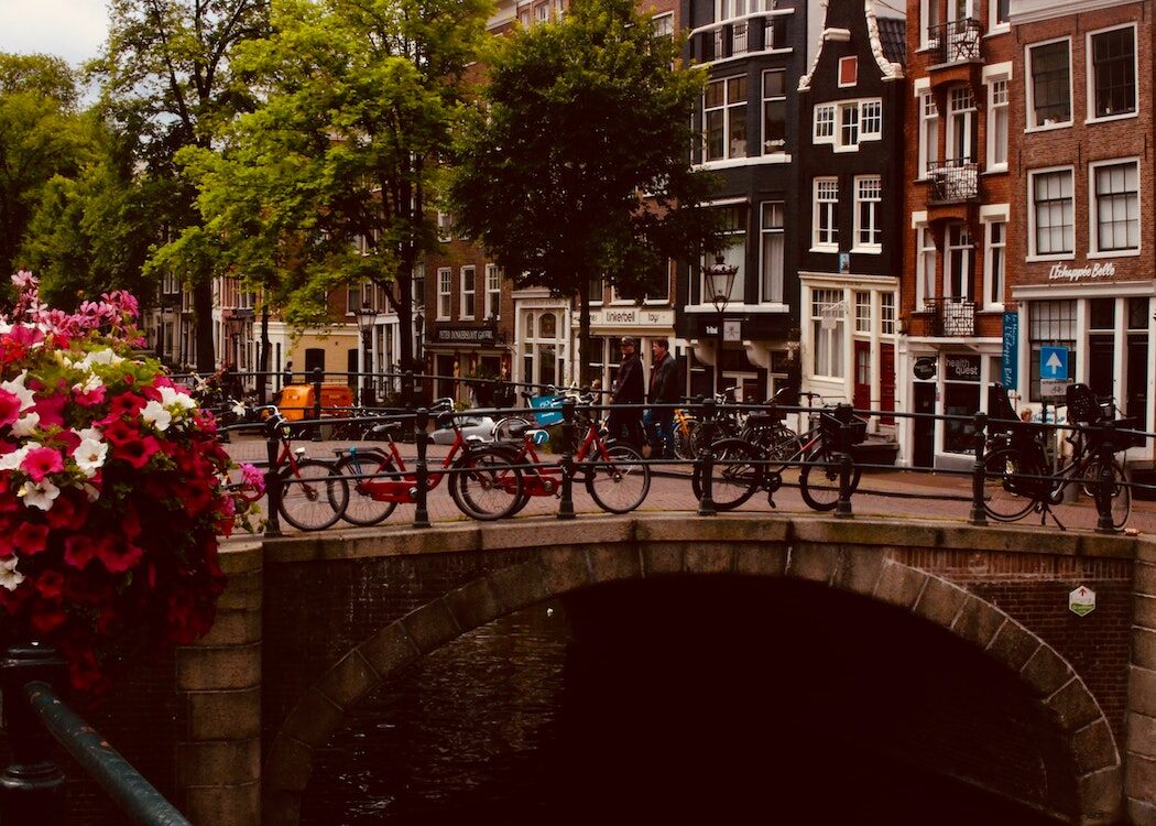 Netherlands-bicycles-near-bridge